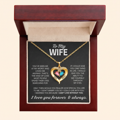 To My Wife - Birthstone Heart Necklace