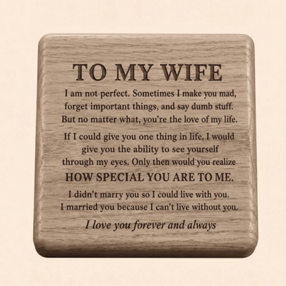 To My Wife - Birthstone Heart Necklace with Customized Wood Box