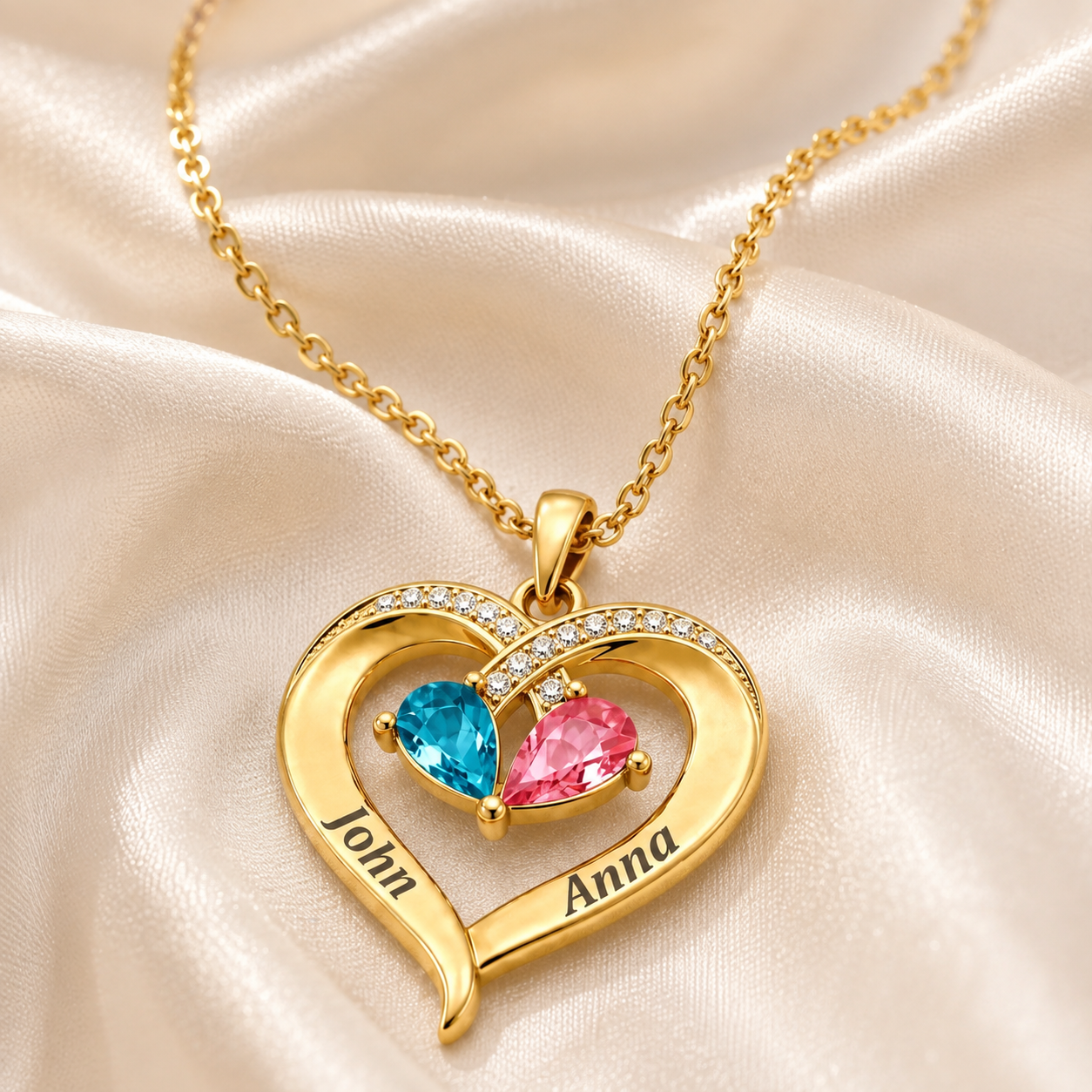 To My Wife Birthstone Heart Necklace - view 5