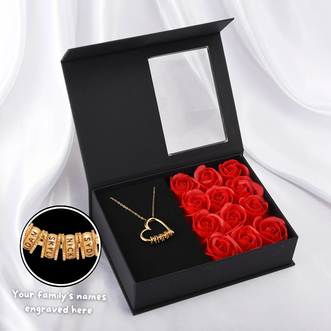 Collar con carta de amor - Set de regalo de doce rosas
