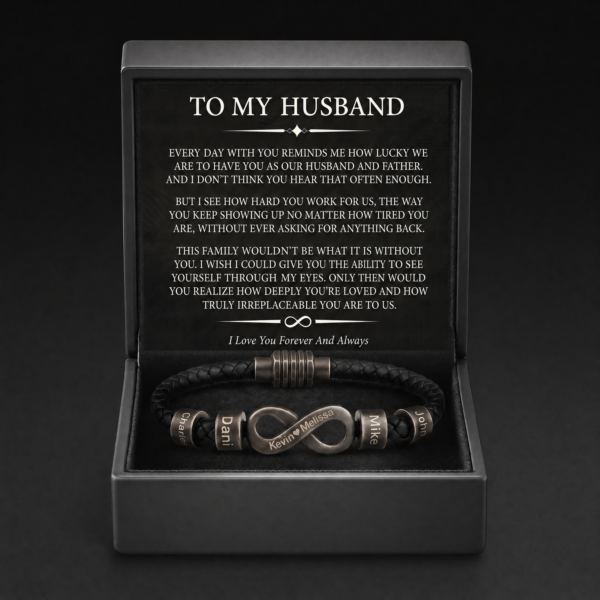 Infinity Name Bracelet - To My Husband and Father