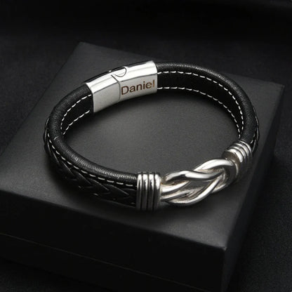 Brazalete con Nudo Infinito para Hijo - Set de Regalo y Nombre Grabado