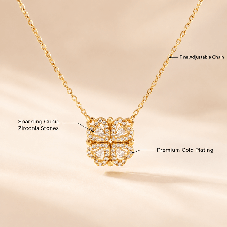 Daughter's 4-Leaf Clover "Lucky Charm" Necklace and Forever Rose Gift Box