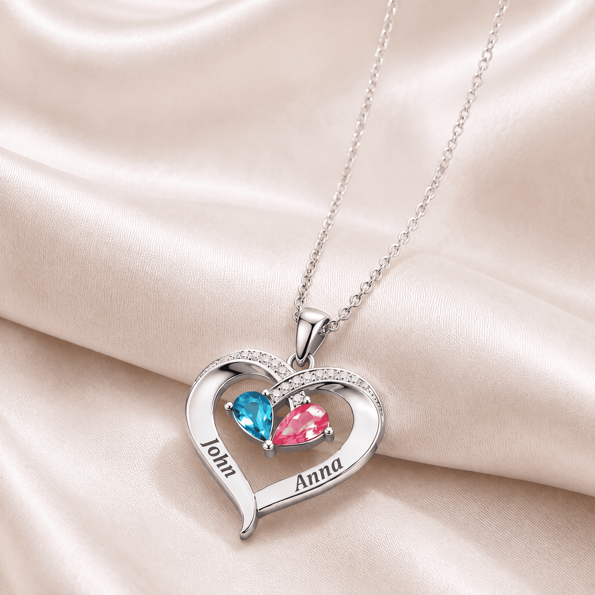 To My Wife Birthstone Heart Necklace - view 6