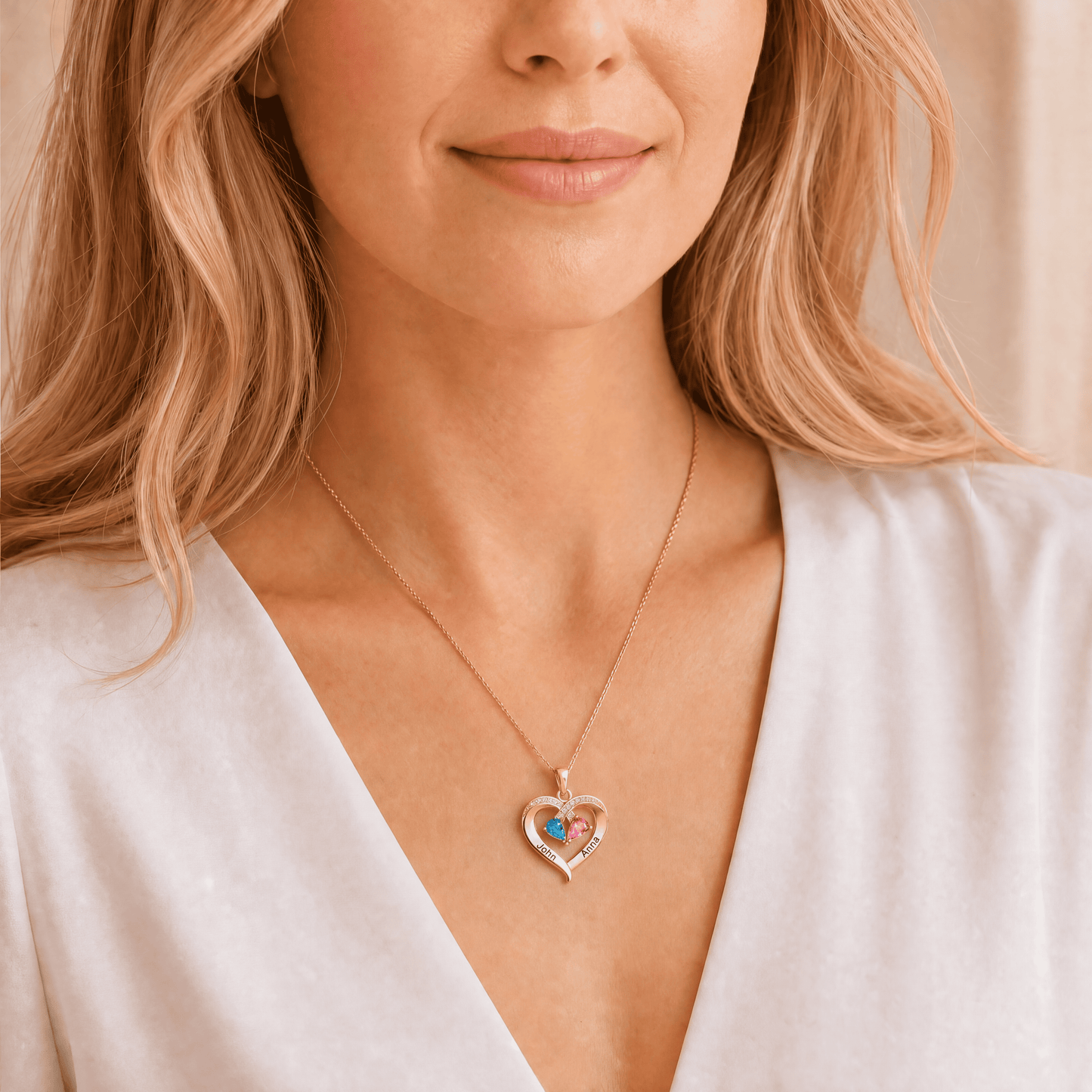 To My Wife Birthstone Heart Necklace - view 4