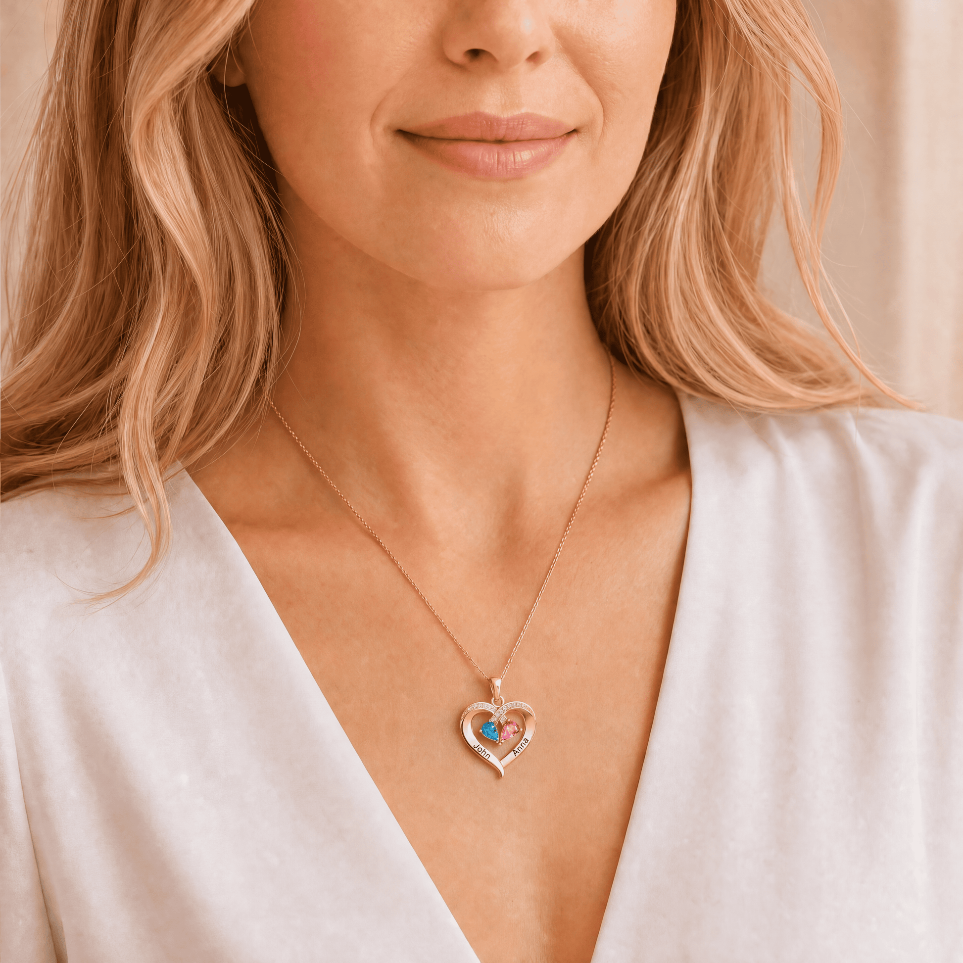 To My Wife Birthstone Heart Necklace - view 4