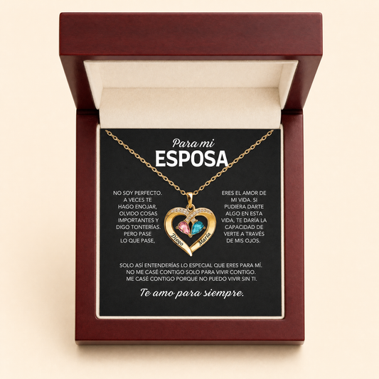 Siempre Tuya - Collar de corazón con piedra natal