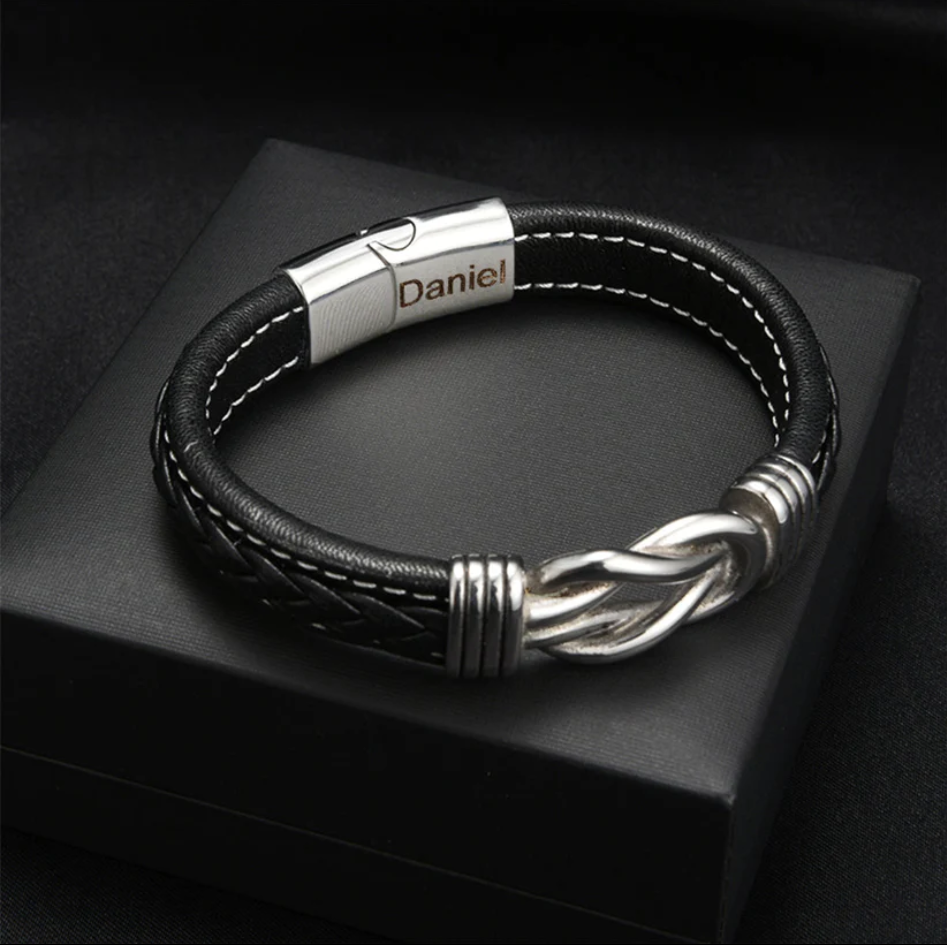 Nephew's Infinity Knot Bracelet Gift Set with Engraved Name