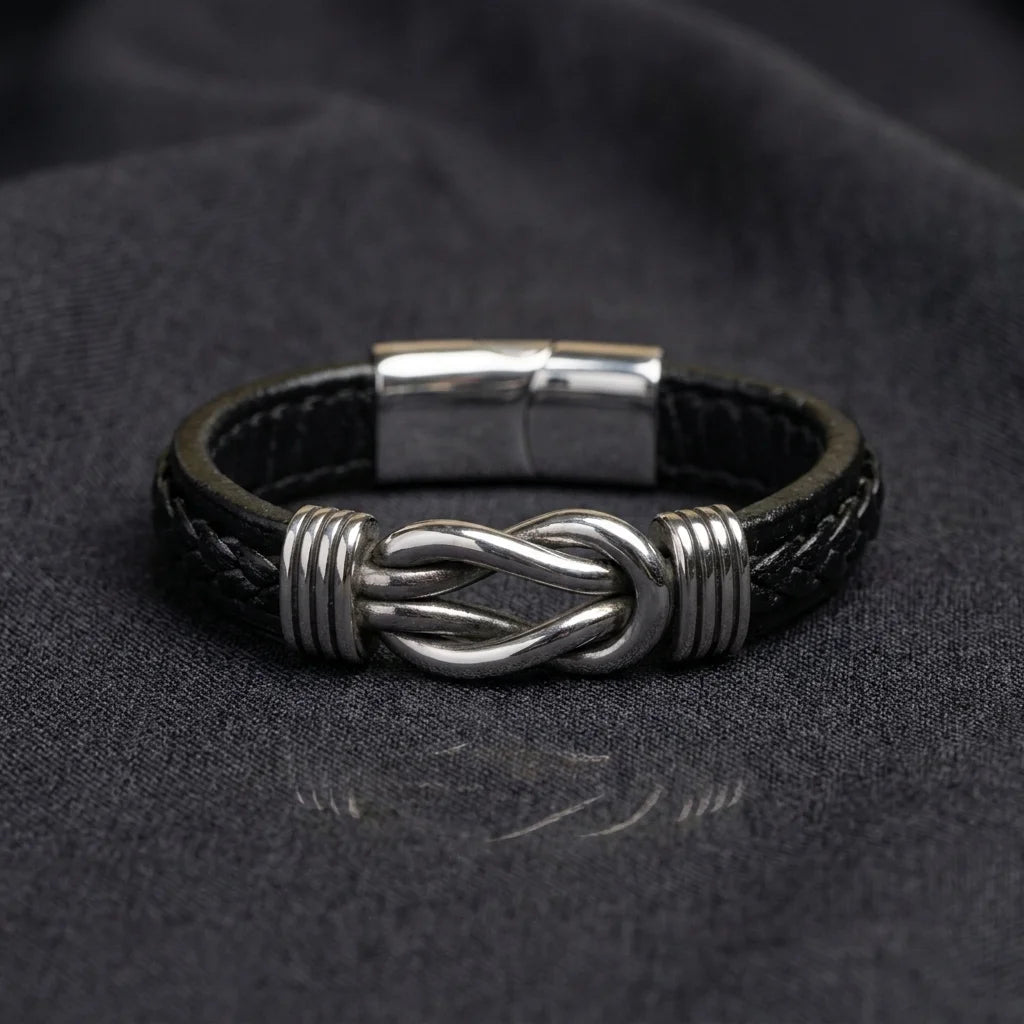 Son's Infinity Knot Bracelet Gift Set with Engraved Name